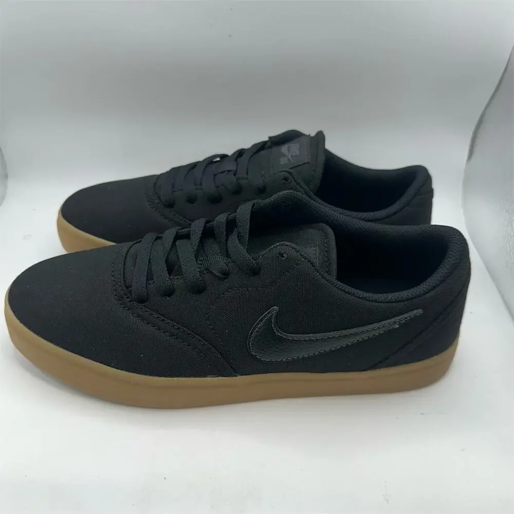 Nike SB Check Canvas Skate Shoes Black Gum Low Top Lace Up |  Youth 7 / 8.5W